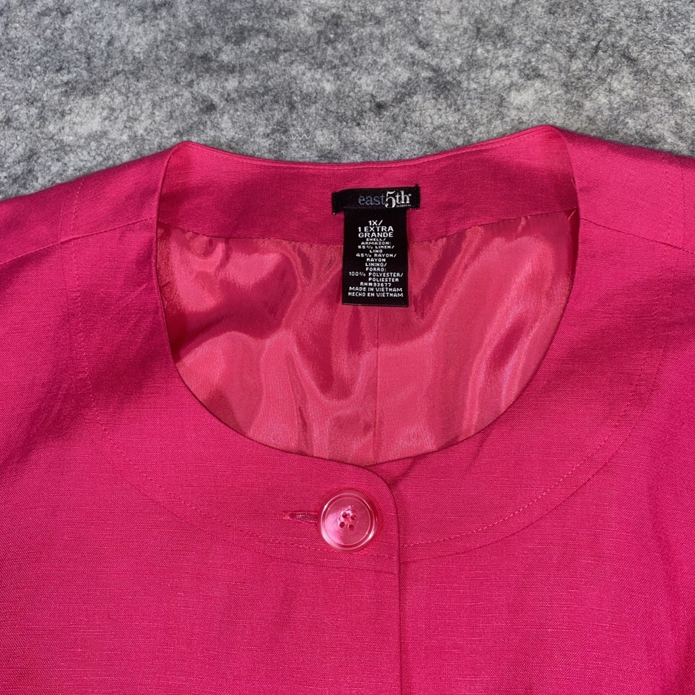 New East 5th Summer Blazer Women's 1X Barbie Pink‎ Button Up Linen Blend Y2K - Picture 5 of 10